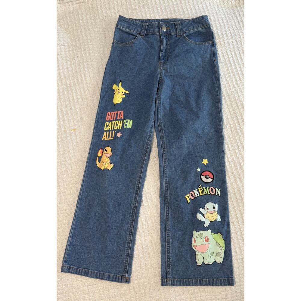 Kids Pokemon Pikachu Denim Blue Jeans Pants "Gotta Catch Em All" Size 8